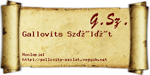 Gallovits Szólát névjegykártya